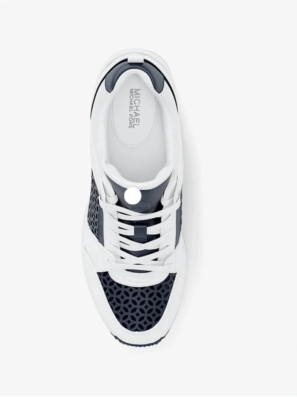 Michael Kors Navy & White Perforated Platform Sneaker Size 8 New In Box
